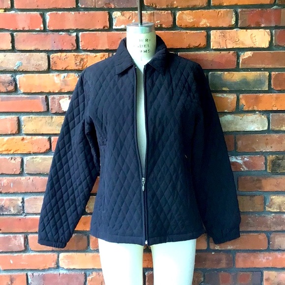 Page and Tuttle Black Small Petite Quilted Jacket Coat - Picture 9 of 13